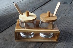 Porta Condimentos de Madera Natural Hecho a Mano, Porta Bebidas Rectangular de Una Sola Capa, Organizador Portátil de Diseño Minimalista - Product Image 2