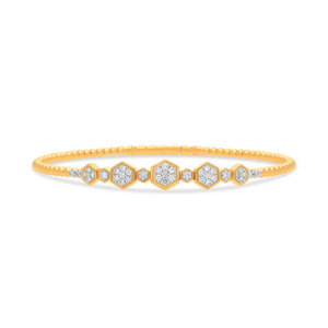 <b>Red</b> Triangle Diamond <b>Bracelet</b> with Yellow Gold Chain and Modern Geometric Center Design - Product Image 2