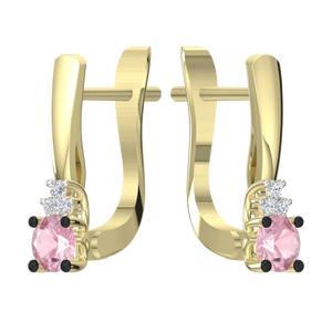 925 Sterling <b>Silver</b> Gold Plated Pink CZ Bezel Set Luxury Huggie <b>Drop</b> <b>Earrings</b> for Women Wedding Handmade Bulk - Product Image 4