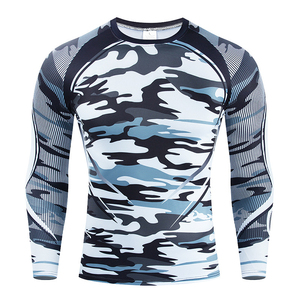 Men's OEM ODM Sublimation Printed Spandex Rashguard Compression Gym Surfing Diving BJJ MMA Shirt Customizable Surfing Diving - Product Image 2