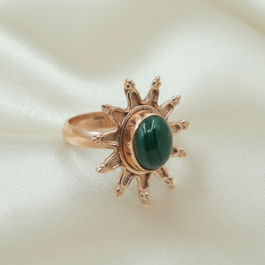 Natural Malachite Gemstone 925 Sterling Silver Sunburst <b>Ring</b> Handmade Vintage Boho <b>Statement</b> Jewelry Gift Women New year gift - Product Image 2