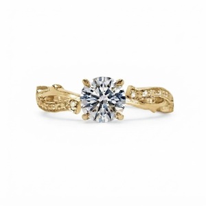 Bague de fiançailles antique en or blanc 14 carats avec diamant de laboratoire rond de 1 carat, 1,17 carat, couleur E, clarté VS1, sertie en grappe sur bande torsadée - Product Image 4