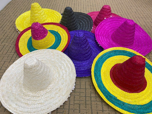 Chapeau de paille Sombrero en herbe de palmier naturelle, brodé à la main, style mexicain, décontracté, pour le cyclisme, la décoration de bar, les événements et le team building - Product Image 3