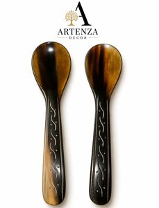 ชุดช้อนส้อมเสิร์ฟสลัดลายเขาสัตว์ ดีไซน์เอเชียเซน ด้ามไม้ขัดเงา สำหรับงานแต่งงาน งานเลี้ยง และร้านอาหาร - Product Image 2