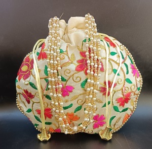 Polti Wholesale Indian Handmade Lightweight <b>Mirror</b> Work Potli Return Beads Handle Multi-Purpose Religious for Wedding Party - Product Image 3