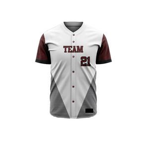 Baseball Uniforms Sublimation Team Baseball Uniform Set Men's White <b>Maroon</b> Sublimated Moisture Wicking - Product Image 3