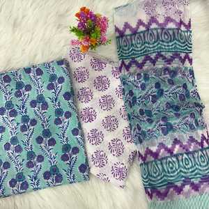 Ensemble de costume en coton pour femme, non cousu, dernière collection, pour le quotidien et les fêtes, en pur coton avec dupatta en mousseline, matière pour robe en coton - Product Image 1