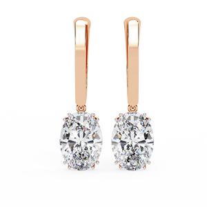 Boucles d'oreilles pendantes en diamant taille ovale avec fermoir à levier, plaqué or blanc, bijoux de luxe pour mariage, fête ou cadeau - Product Image 5