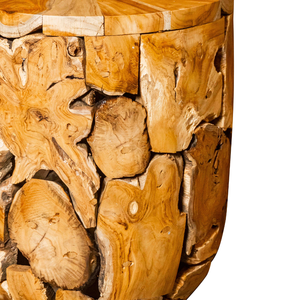 Table basse cylindrique artisanale en racine de teck rustique de luxe ARTERRA, motif de grain de bois unique, robustesse et durabilité, mobilier pour la maison - Product Image 2