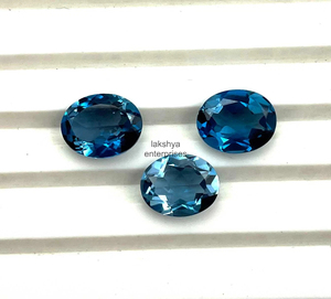 Topacio Azul de Londres, Corte Ovalado, Facetado, Piedra Preciosa Suelta de 12 mm y 16 mm, Piedra Natural para Joyería, Certificado por Terceros, Venta al Por Mayor - Product Image 1