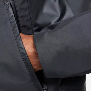 Men's Hooded Windproof <b>Rain</b> <b>Jacket</b> Solid <b>Black</b> Polyester Zipper Closure Casual Outdoor Wear Autumn Style Regular Fit - Product Image 5