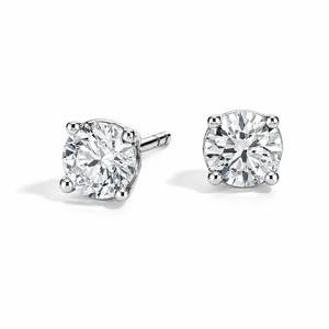 18K White Gold Vintage Round Brilliant Diamond Stud <b>Earrings</b> 4 Prong Setting IGI Certified Wedding Luxury Fine Jewelry - Product Image 1