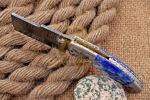 Cuchillo Plegable de Bolsillo con Mango de Hueso Personalizado al por Mayor con Funda de Cuero para Caza, Camping y Uso Diario (EDC) - Product Image 3