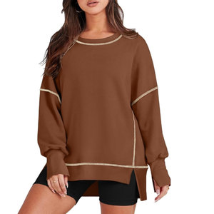 Sweat-shirt surdimensionné en coton épais pour femme, col rond, manches longues, épaules tombantes, idéal pour l'hiver et les loisirs en extérieur - Product Image 6