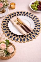 Set de table rond en coton 100% fait main, perlé, épaisseur 3 mm, décor floral brodé pour la maison, l'hôtel, les mariages et les fêtes