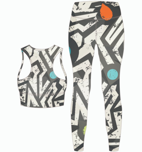 Ensemble de yoga et de fitness respirant et écologique pour femmes, grandes tailles, avec leggings et soutien-gorge, imprimés par sublimation personnalisés - Product Image 4