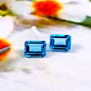 Lote al por mayor de piedras preciosas sueltas de topacio azul suizo natural de 5x7 mm, corte octogonal facetado y calibrado, para la fabricación de joyas. - Product Image 2