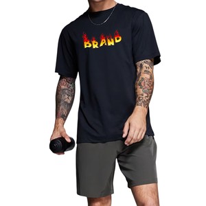 Ensemble de shorts deux pièces noirs pour hommes, t-shirt et short imprimés DTF, logo personnalisé, tenue décontractée d'été, streetwear, nouveau design - Product Image 1