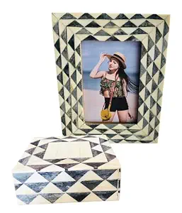 DX Designs - Marco de Fotos con Incrustaciones de Resina de Color con Aspecto de Piedra, Diseño Superior para Pared o Mesa, Marco Decorativo para Cuadros, Marcos de Arte para Pared - Product Image 4