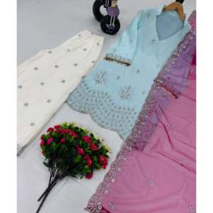 Ensemble de vêtements de fête pour femmes avec beau haut Plazzo et Dupatta - Product Image 5