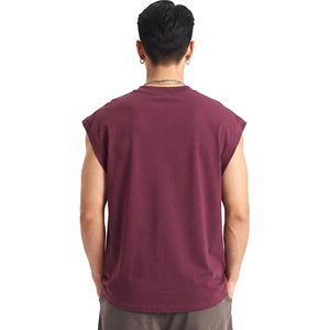 Camiseta sin mangas para hombre, cuello redondo, 100% algodón, chaleco informal ligero con hombros descubiertos y estampado. - Product Image 2