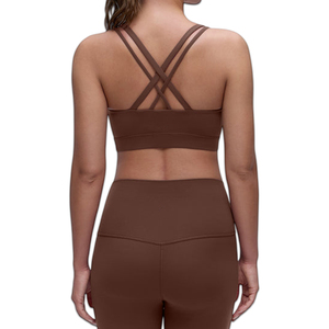 Custom Logo 2 PCS Tummy Control Sportswear Set Seamless <b>Cross</b> Back Yoga <b>Tops</b> Scrunch Butt Workout Leggings for Women - Product Image 2