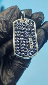 Colgante personalizado Teg de plata de ley 925 con excelente zafiro redondo para hombre, colgante de hip hop, joyería de moda para rapero. - Product Image 5