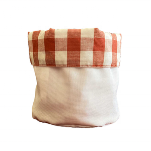 Rojo 100% algodón bordado lavable respetuoso con el medio ambiente organizador mantiene el pan fresco mesa de comedor cesta de pan al por mayor disponible - Product Image 1