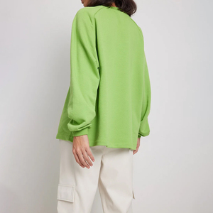 Sweat-shirt oversize à manches raglan pour femme, 100% coton, streetwear de haute qualité, col rond, vente en gros - Product Image 2