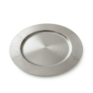 Assiettes de présentation géométriques gravées en métal, fourniture directe usine, pour la maison, les cafés et les cantines, finition argentée - Product Image 3