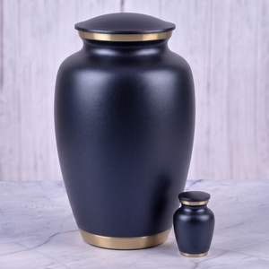 Urna Funeraria de Latón Azul y Dorado para Cenizas Humanas, con Superficie Mate, Recipiente Conmemorativo para Funeral y Entierro - Product Image 4