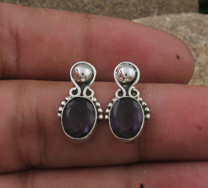 Boucles d'oreilles en quartz bleu naturel, argent sterling 925, bijoux de mariage de luxe faits à la main pour femmes, pierre précieuse fine - Product Image 4