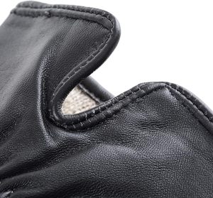 Gants en cuir longueur poignet, style uni, sans doublure, chauds pour l'hiver, usage quotidien, noirs - Product Image 5