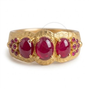 Beautiful Brass Gold Plated Ruby Quartz Cabochon Classic <b>Statement</b> <b>Ring</b> Oval Red Stone Side Accents Wholesale Jewelry Unisex - Product Image 1