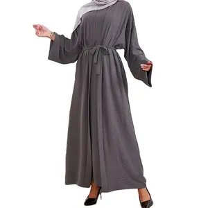 Stylish Turkish Abaya Muslim Dress Open Abaya Islamic Luxury Clothing Dress solid Colors For Women Belt waist abaya Kaftan