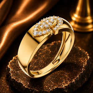 Bague solitaire en or jaune plaqué avec diamant, bijou pour fiançailles, anniversaire et usage quotidien - Product Image 1