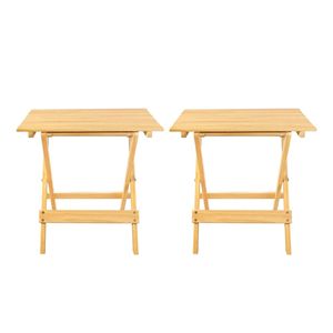 Set di 2 Tavolini Laterali Pieghevoli in Legno Massello - Tavolino da Caffè Moderno per Soggiorno - Product Image 1