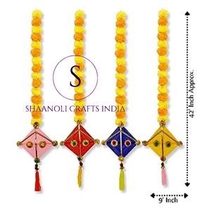 Guirnaldas de Flores Artificiales de Caléndula con Adornos de Lana para Bodas, Holi, Mehendi, Decoraciones de Pared, Colgantes Florales - Product Image 2