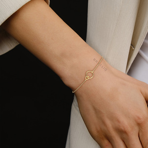 14K <b>Solid</b> <b>Gold</b> Circle Link <b>Bracelet</b> Minimalist Chain <b>Bracelet</b> for Women Dainty Link Jewelry OEM ODM Wholesale - Product Image 5