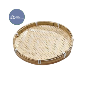 Cesta Plana de Bambú Natural de Alta Calidad, Bandeja Redonda para Servir Alimentos, Decoración de Pared, Accesorios de Cocina, Venta al por Mayor - Product Image 1