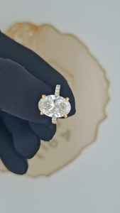 Bague pavée ovale en diamant de laboratoire, très demandée, pour femme, certifiée IGI, en or 10K, 14K, 18K, avec diamant de laboratoire VVS, bijou de fiançailles - Product Image 4