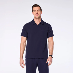 Fashion Zipper Pullover Men's Nurse <b>Scrub</b> <b>Top</b> Uniforms Set Stretch Hospital Jogger Cotton Blends Twill Silk Screen - Product Image 3