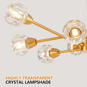 Lampadario Moderno a 9 Luci in Cristallo Dorato per Soggiorno, Camera da Letto, Sala da Pranzo, Cucina, Lampade a Sospensione per Tavolo - Product Image 6