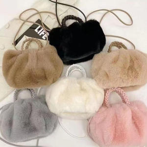 OEM & ODM Factory cosmetic bags for women <b>mini</b> cute soft hairy handbags for women puffer customization fashion funny handbag - Product Image 1