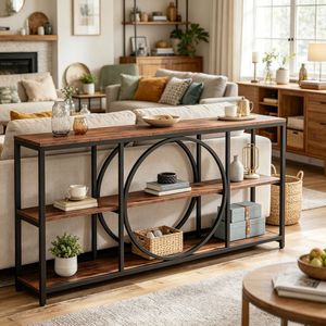 Consolle Regolabile in Stile Industriale, Tavolo Consolle Lungo Moderno di Lusso per Ingresso, Magazzino, Casa, Soggiorno, Appartamento - Product Image 1