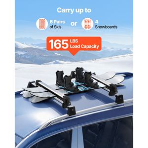 Portaesquís y Tablas de Snowboard para Techo de Coche, Capacidad para 6 Pares de Esquís y 4 Tablas de Snowboard, 2 Piezas, Aluminio, Universal, Soporte Superior para Techo de Coche, Conveniente - Product Image 6