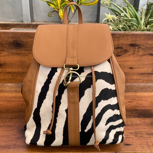 Sac à dos grande capacité de voyage en cuir véritable imprimé animal avec cordon de serrage pour femmes sac à dos en cuir de vachette pour étudiant fille garçon - Product Image 2