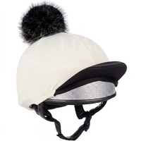 Funda para Casco de Equitación de Competición, con Pompón de Piel Sintética, Elástica, de Seda Premium para Invierno
