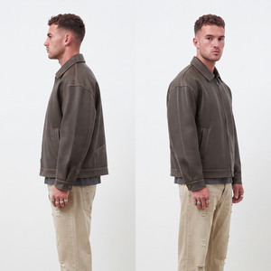 Chaqueta de cuero para hombre estilo motociclista con cuello vuelto y cremallera, abrigo informal de moda urbana para hombre - Product Image 5