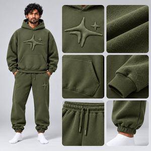 Custom Heavyweight Cotton Sweatsuit Hoodie Jogger <b>Set</b> <b>Men</b> Oversized Relaxed Fit Kangaroo Pocket Streetwear Casual Daily Style - Product Image 6